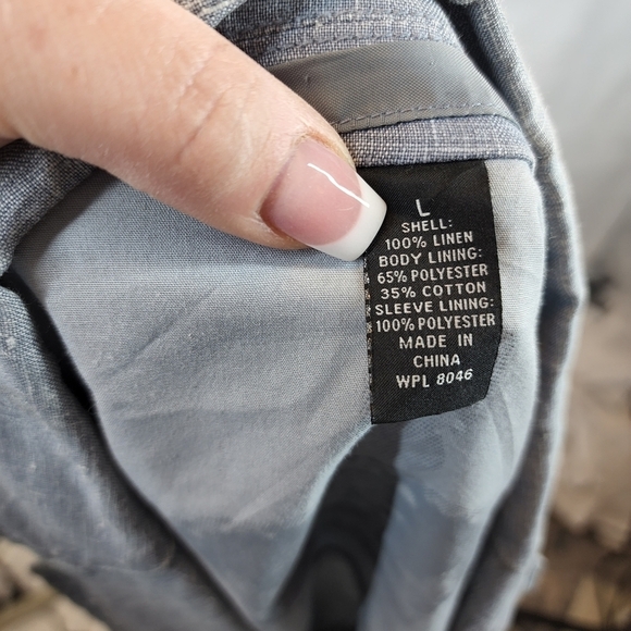 INC 100% Linen Blue Blazer Jacket Mens Size Large - Picture 4 of 12